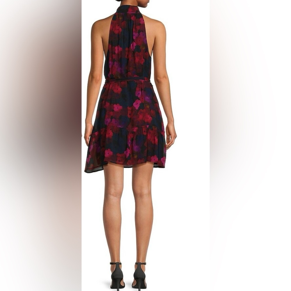 NWT Paige Sleeveless Cayman Floral Silk Halter Neck A-line Swing Mini Dress TB5 - Picture 12 of 15
